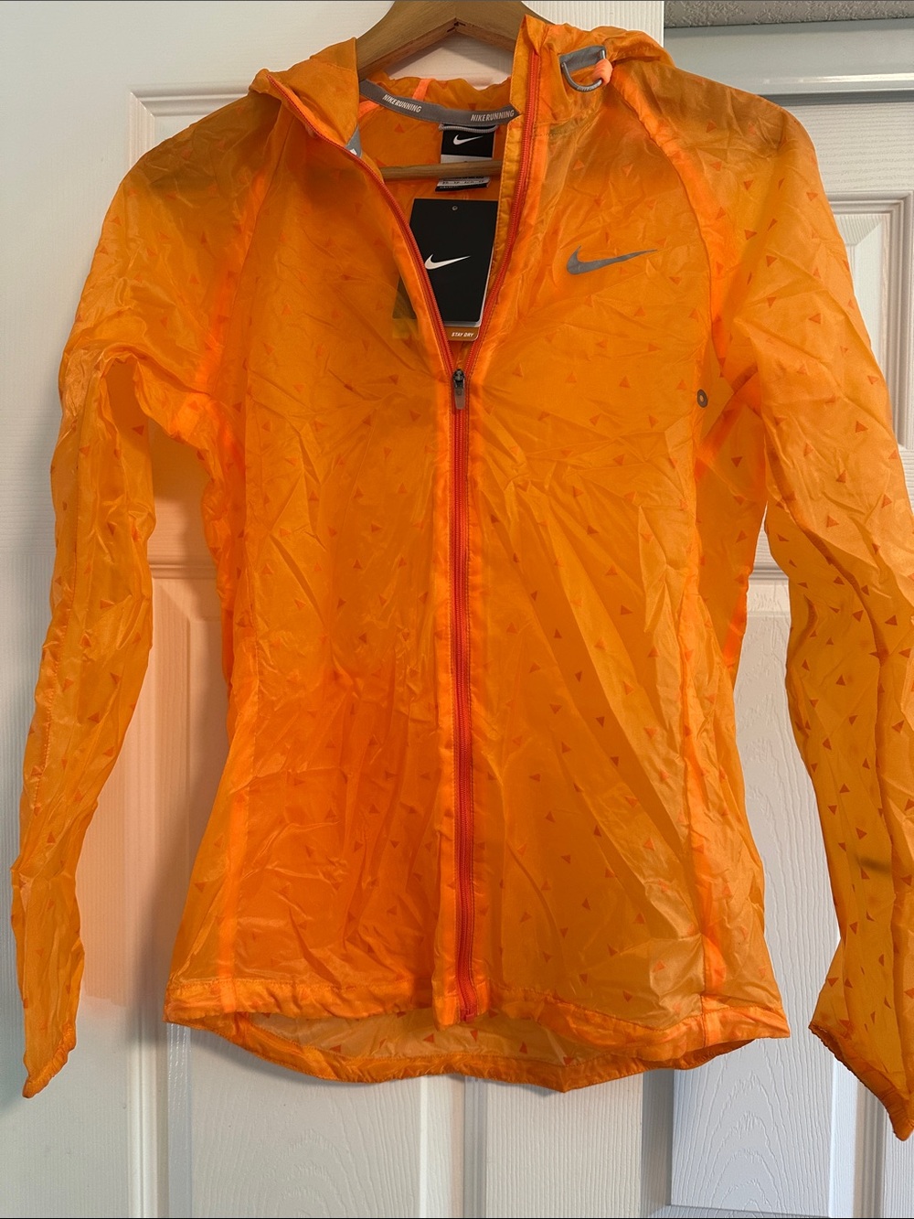 Nike Women's Orange Lightweight Hooded Running Jacket